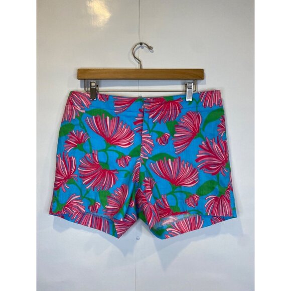 Lilly Pulitzer 10 Tradewinds Kissue Blue Pink Floral Print Resort Shorts - Picture 1 of 7